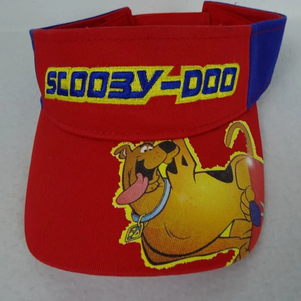 Scooby Doo Kids Visor Hat Adjustable Hook & Loop OSFM Red Embroidered ONE SIZE